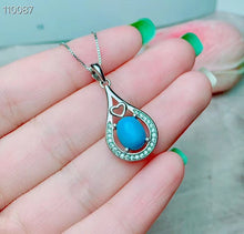 Load image into Gallery viewer, KJJEAXCMY Fine jewelry 925 sterling silver inlaid natural turquoise female necklace chain pendant ring ear set support detection