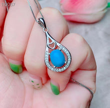 Load image into Gallery viewer, KJJEAXCMY Fine jewelry 925 sterling silver inlaid natural turquoise female necklace chain pendant ring ear set support detection