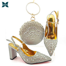 Load image into Gallery viewer, New Arrival Winter Silver Color Italian design Women Shoes and Bag Set African Matching Shoes and Bag for Royal Party