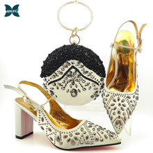 Load image into Gallery viewer, New Arrival Winter Silver Color Italian design Women Shoes and Bag Set African Matching Shoes and Bag for Royal Party