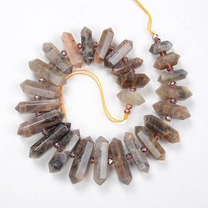 Natural Gold Obsidian Crystal Quartz Strand Rough Pointed Pendant Beads for Necklace Earrings Spinel Stone Sunlight