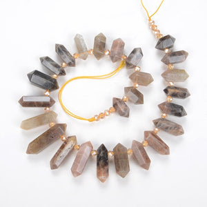 Natural Gold Obsidian Crystal Quartz Strand Rough Pointed Pendant Beads for Necklace Earrings Spinel Stone Sunlight