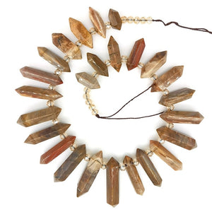 Natural Gold Obsidian Crystal Quartz Strand Rough Pointed Pendant Beads for Necklace Earrings Spinel Stone Sunlight