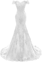 Load image into Gallery viewer, Ladies lace evening dress, mermaid style, beaded sequined prom costume, bridal wedding dress, plus size, tailored to size US2-28