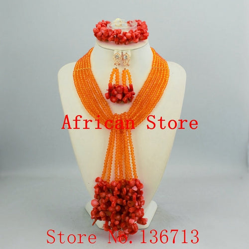 Newest african beads jewelry set nigerian wedding african beads 7 color indian multi layer necklace / Earrings women HD348-3