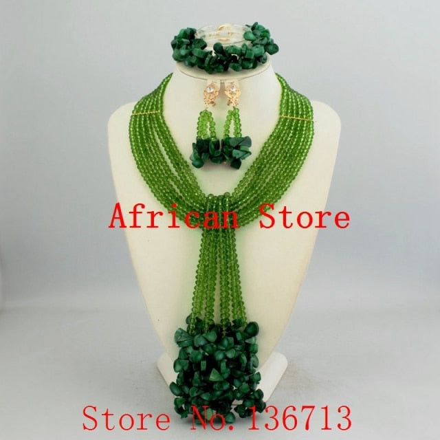 Newest african beads jewelry set nigerian wedding african beads 7 color indian multi layer necklace / Earrings women HD348-3