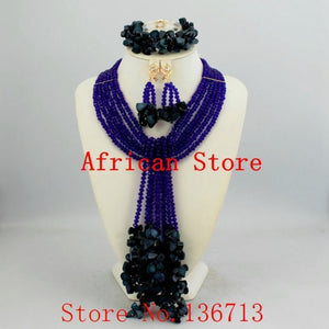 Newest african beads jewelry set nigerian wedding african beads 7 color indian multi layer necklace / Earrings women HD348-3