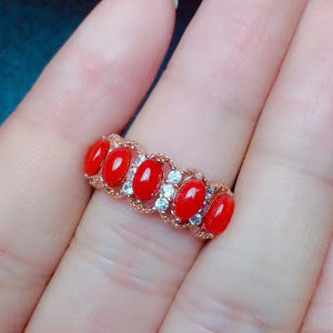 CoLife Jewelry Elegant  Red Coral Ring 100% Real Natural Italian Coral Silver Ring 925 Silver Red Coral Jewelry Gift for Woman