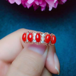 CoLife Jewelry Elegant  Red Coral Ring 100% Real Natural Italian Coral Silver Ring 925 Silver Red Coral Jewelry Gift for Woman