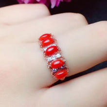 Load image into Gallery viewer, CoLife Jewelry Elegant  Red Coral Ring 100% Real Natural Italian Coral Silver Ring 925 Silver Red Coral Jewelry Gift for Woman