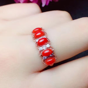 CoLife Jewelry Elegant  Red Coral Ring 100% Real Natural Italian Coral Silver Ring 925 Silver Red Coral Jewelry Gift for Woman