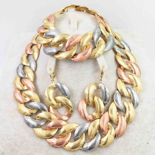 High quality Italian gold colored jewelry for women's African bead jewelry jewelry fashion necklace earrings bracelet jewelry