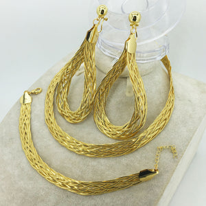 Mother's Day gift gold necklace earring series fashion Nigerian wedding African Jewelry series Italian women's jewelry set