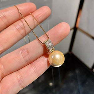 100% 925 Solid Silver Pale Gold Fresh Water Pearl Pendant Drop Earrings for Women High Carbon Diamond Wedding Fine Jewelry Sets