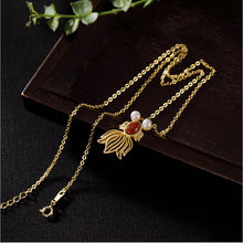 Load image into Gallery viewer, Uglyless Goldfish Necklaces Earrings for Women Luxury Gold Fishes Jewelry Sets Pendants + Chains 925 Silver Pearls Agate Bijoux