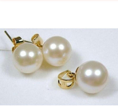 new hot elegant PERFECT CIRCLE 9-10 MM AAA WHITE AKOYA PEARLS EARRINGPENDANT 14K GOLD