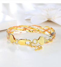 Load image into Gallery viewer, Italian 925 Sterling Silver Three Color Gold Plated Thread Weave Bracelets Fine Jewelry Women Trendy Valentine&#39;s Day Gift