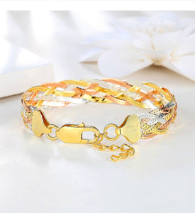 Italian 925 Sterling Silver Three Color Gold Plated Thread Weave Bracelets Fine Jewelry Women Trendy Valentine's Day Gift