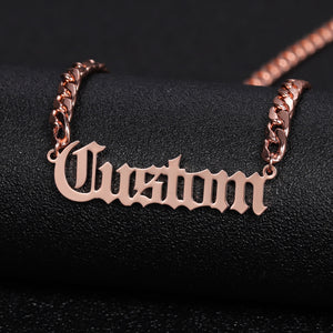 Cuban Style Old English Personalized Name Necklace Stainless Steel Jewelry  Pendants for Women  Anniversary Valentine's Day gift