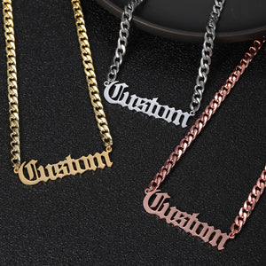 Cuban Style Old English Personalized Name Necklace Stainless Steel Jewelry  Pendants for Women  Anniversary Valentine's Day gift