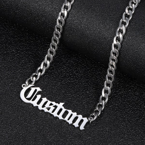 Cuban Style Old English Personalized Name Necklace Stainless Steel Jewelry  Pendants for Women  Anniversary Valentine's Day gift