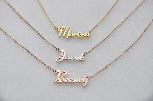 Custom Name Necklace for Women Personalized Nameplate Jewelry 18k Gold Plated Stainless Steel & 925 Sterling Silver Mom Gift