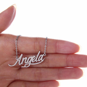 Custom Name Necklace for Women Personalized Nameplate Jewelry 18k Gold Plated Stainless Steel & 925 Sterling Silver Mom Gift