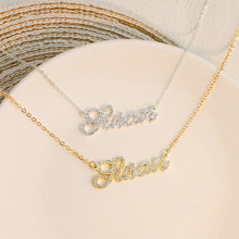 Load image into Gallery viewer, Customized Name Necklace DIY Personalized Stainless Steel Custom Letter Diamond Necklaces Zircon Matte Name Chain Birthday Gifts