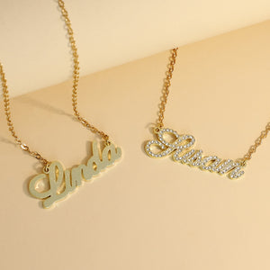 Customized Name Necklace DIY Personalized Stainless Steel Custom Letter Diamond Necklaces Zircon Matte Name Chain Birthday Gifts