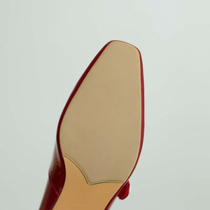 Genuine Leather Mary Janes Heels Women Spring Buckle Mid Thick Heel Shoes Fashion Lady Black Wine Red Square Toe Pumps 2022 New