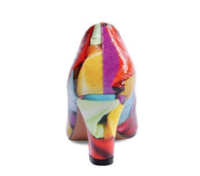 Load image into Gallery viewer, XGRAVITY Colorful High Heel Pumps Sexy Women High Heels Chunky Heel Butterfly Know Flower Shoes  Genuine Leather Ladies Shoe C69