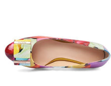 Load image into Gallery viewer, XGRAVITY Colorful High Heel Pumps Sexy Women High Heels Chunky Heel Butterfly Know Flower Shoes  Genuine Leather Ladies Shoe C69