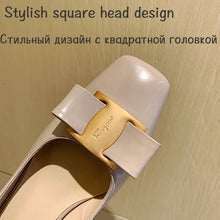 Load image into Gallery viewer, EGTPINAOP 2022 Spring Summer Shoes For Women Mid-Heel Square Head  Fang With Genuine Cow Leather Fashion Mary Jane Pumps Shoes