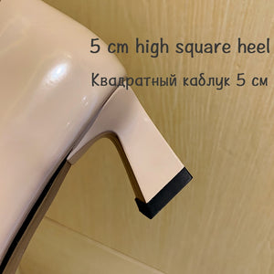 EGTPINAOP 2022 Spring Summer Shoes For Women Mid-Heel Square Head  Fang With Genuine Cow Leather Fashion Mary Jane Pumps Shoes