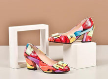 Load image into Gallery viewer, XGRAVITY Vintage Women Shoes Elegant Genuine Leather Round Toe Dress Shoes Sexy Fashion Party Shoes Evening Shoes Female C069