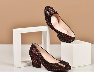 XGRAVITY Vintage Women Shoes Elegant Genuine Leather Round Toe Dress Shoes Sexy Fashion Party Shoes Evening Shoes Female C069