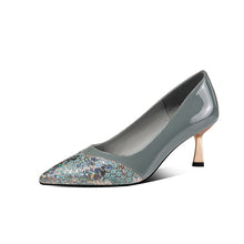 Load image into Gallery viewer, ZJVI woman sexy pointed toe 6.5cm thin high heels pumps for women summer patent genuine leather shoes ladies girls shoes 2021