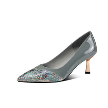 Load image into Gallery viewer, ZJVI woman sexy pointed toe 6.5cm thin high heels pumps for women summer patent genuine leather shoes ladies girls shoes 2021