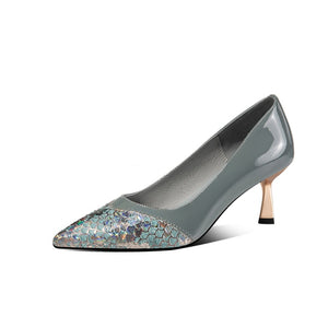 ZJVI woman sexy pointed toe 6.5cm thin high heels pumps for women summer patent genuine leather shoes ladies girls shoes 2021