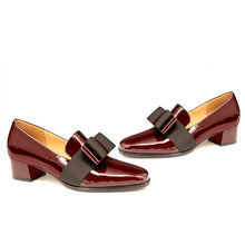 Load image into Gallery viewer, MISS VIRA Pumps Women Loafers Mid Heels Genuine Leather Square Toe Loafers Party Shoes For Women Office Shoes
