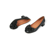 Load image into Gallery viewer, Women Shoes Kawaii Shoes Leather Woman Medium Heel Zapatos Mujer Pumps Shoes For Women With Bow Tie Office Footwear Size 33-40