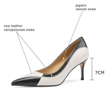 Load image into Gallery viewer, Sewing Design Pointed Toe Fashion Sexy Genuine Leather Party Wedding High Heel Shoes Spring Female Women Heels Commuter Shoes