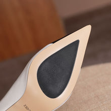 Load image into Gallery viewer, Sewing Design Pointed Toe Fashion Sexy Genuine Leather Party Wedding High Heel Shoes Spring Female Women Heels Commuter Shoes