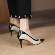 Load image into Gallery viewer, Sewing Design Pointed Toe Fashion Sexy Genuine Leather Party Wedding High Heel Shoes Spring Female Women Heels Commuter Shoes