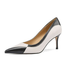 Load image into Gallery viewer, Sewing Design Pointed Toe Fashion Sexy Genuine Leather Party Wedding High Heel Shoes Spring Female Women Heels Commuter Shoes