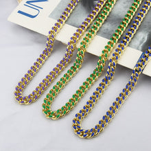 Load image into Gallery viewer, New Colorful Purple Blue Green Enamel Miami Curb Cuban Chain Choker Necklaces 8mm Women Sweater Chain Gold Color Hip Hip Jewelry