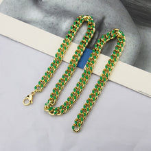 Load image into Gallery viewer, New Colorful Purple Blue Green Enamel Miami Curb Cuban Chain Choker Necklaces 8mm Women Sweater Chain Gold Color Hip Hip Jewelry