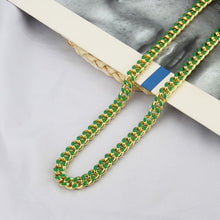 Load image into Gallery viewer, New Colorful Purple Blue Green Enamel Miami Curb Cuban Chain Choker Necklaces 8mm Women Sweater Chain Gold Color Hip Hip Jewelry