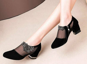 2020Women Crystal Mesh Zip Lace Sandals Woman High Heels SpringFemale Shoes Classics Solid Platform Sandals Ladies Party Shoes