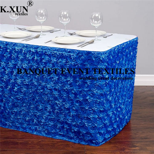 Satin Rose Tablecloth Skirting Cake Table Skirt For Wedding Event Decoration